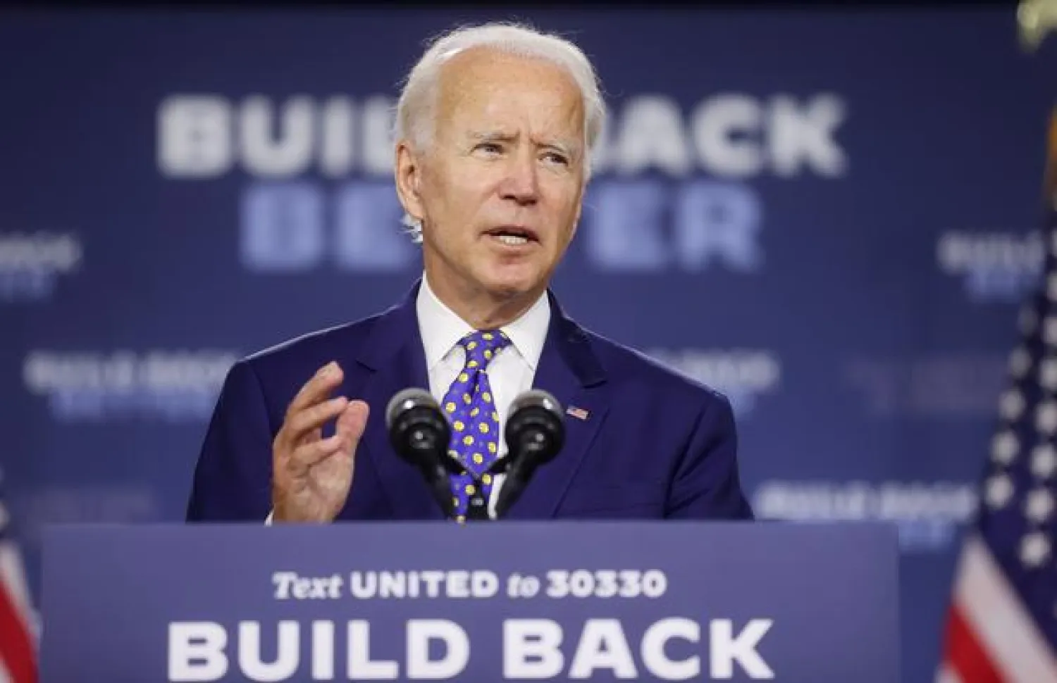 US President Joe Biden speaks about his plans to combat racial inequality at a campaign event in Wilmington, Delaware, US, July 28, 2020. REUTERS/Jonathan Ernst 

