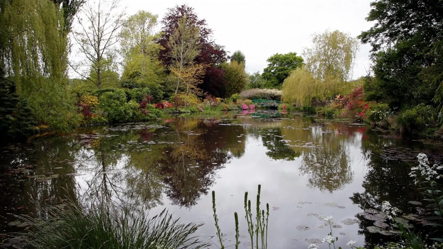 The Japanese-inspired water garden of Claude Monet's house, French impressionist painter who lived from 1883 to 1926, waits ahead of the re-opening, in Giverny, west of Paris, May 17, 2021. (AP)