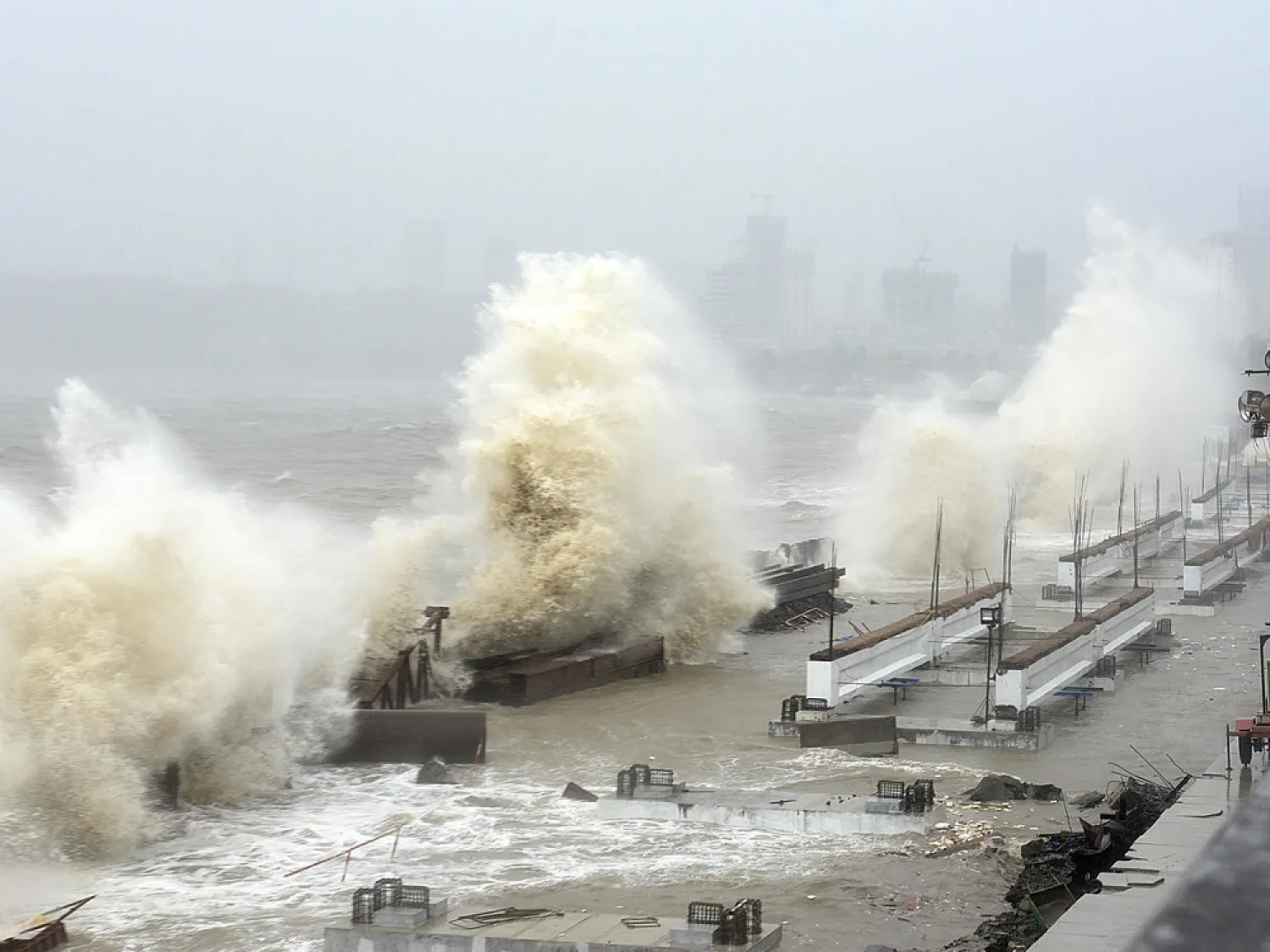 Waves lashed Mumbai's shoreline. (AFP)