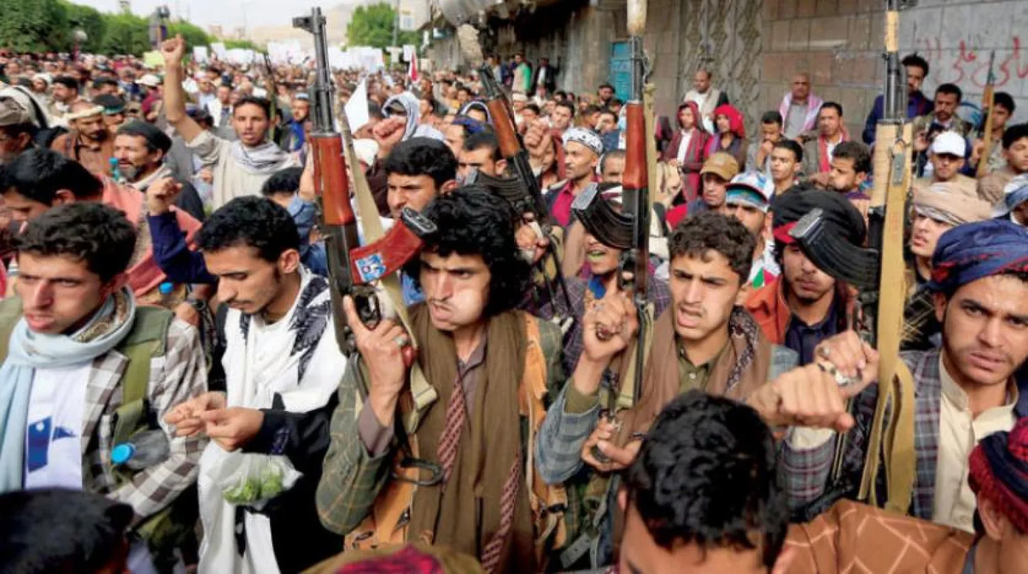 Houthis during a rally in Sanaa on Monday. (AFP)