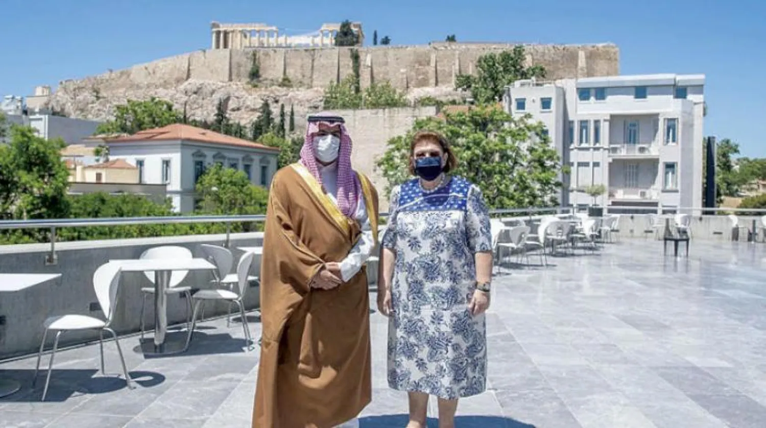The Saudi Minister of Culture with his Greek counterpart on a tour in Athens. SPA