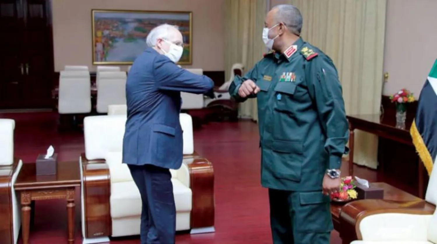 Booth meets Sudan's sovereign council head General Abdel Fattah al-Burhan in Khartoum in March. (Getty Images)