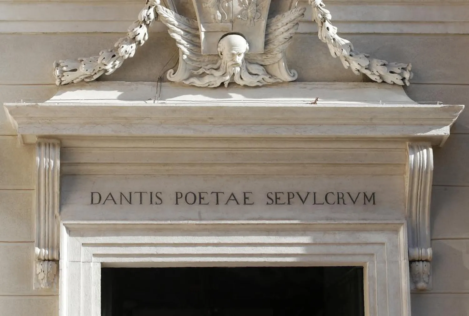 The entrance of poet Dante Alighieri's tomb, in Ravenna, Italy, Saturday, May 8, 2021. (AP)