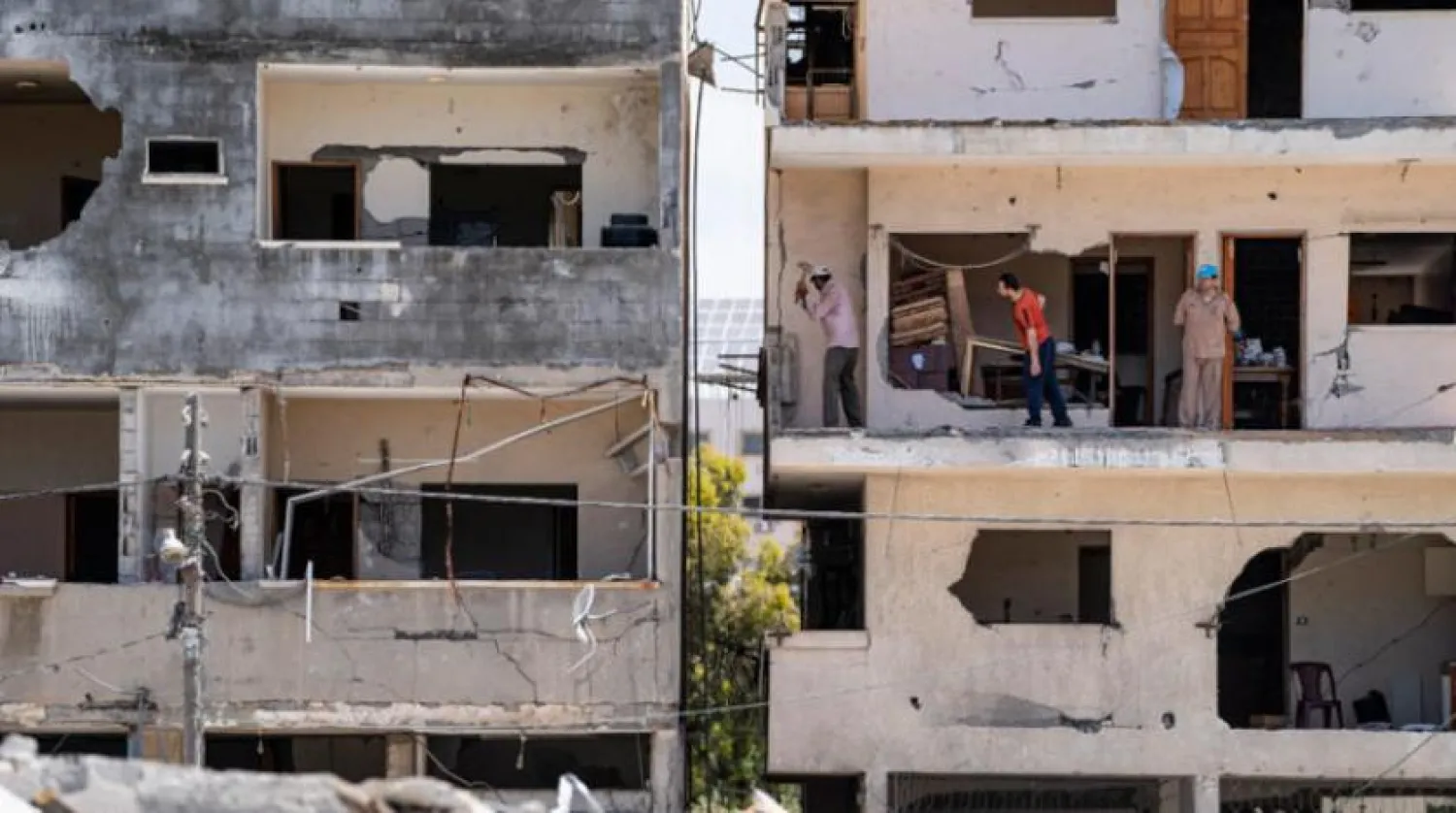 Dün, İsrail'in Gazze Şehri'ne düzenlediği hava saldırıları yüzünden zarar gören evlerine bakan vatandaşlar (AP)