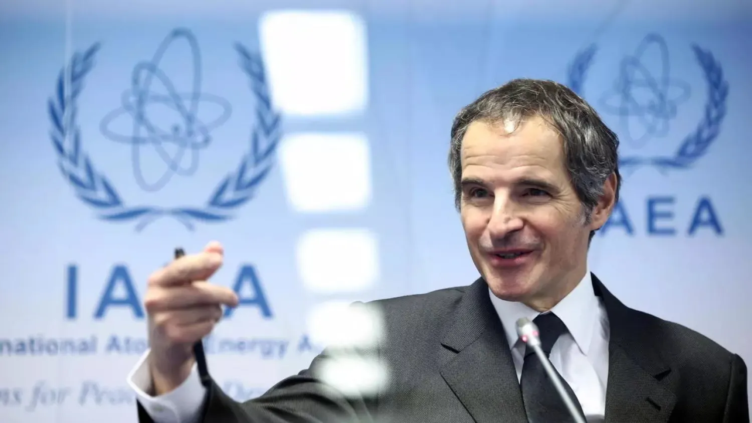 IAEA Director General Rafael Grossi addresses the media at the IAEA headquarters, amid the coronavirus disease (COVID-19) pandemic, in Vienna, Austria May 24, 2021. (Reuters)