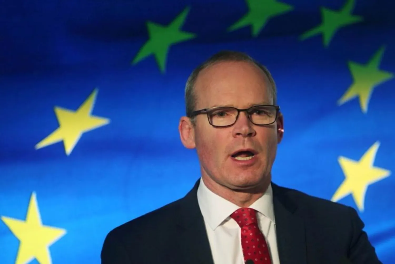Irish Minister for Foreign Affairs Simon Coveney speaks at the launch of his party's manifesto for the Irish General Election in Dublin, Ireland January 24, 2020. (Reuters)