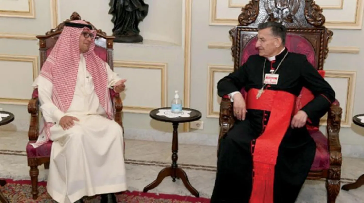 Saudi Ambassador Walid al-Bukhari during his meeting with Maronite Patriarch Beshara al-Rai in Bkerki on Friday (NNA).