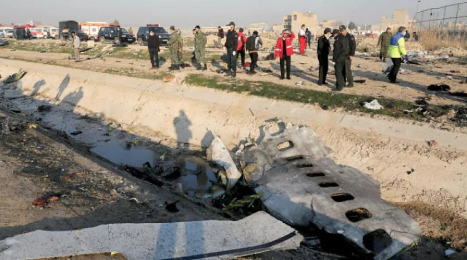 The debris of the Ukrainian plane that was shot down by Iran southwest of Tehran (AP)
