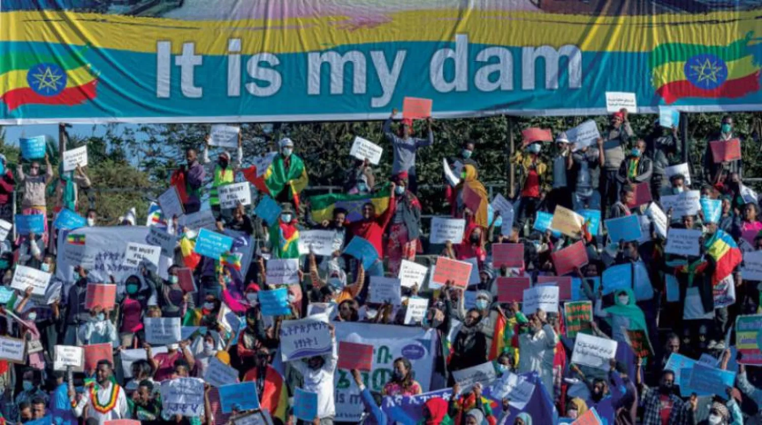 Başkent Addis Ababa dün Batı baskısına karşı düzenlenen protestoya sahne oldu. (AP)