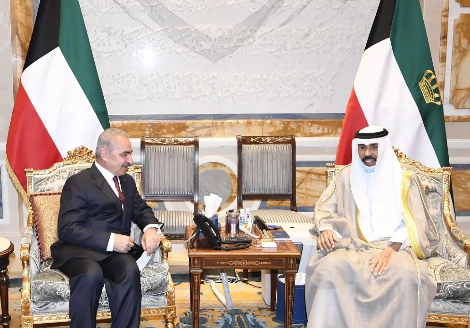 The Emir of Kuwait received the Palestinian PM on Tuesday. (KUNA)