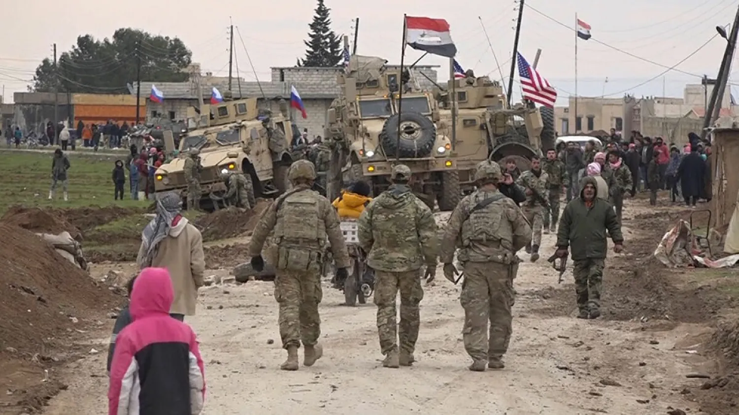American and Russian forces deployed in the region east of the Euphrates. (AFP)