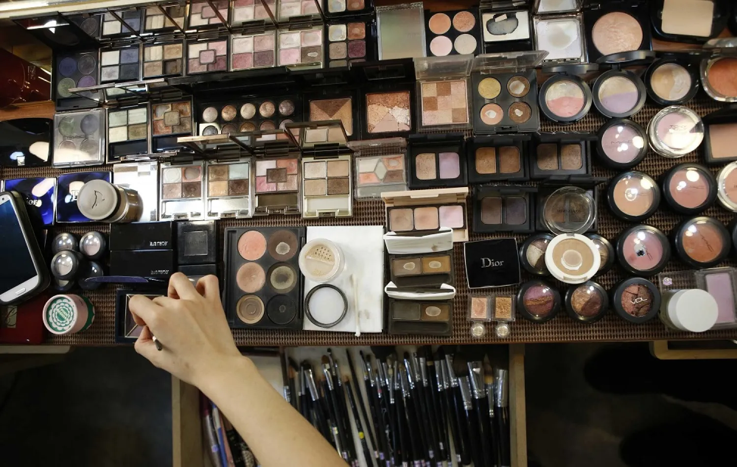 Various cosmetics are laid out at a beauty salon in Seoul, South Korea, Dec. 23, 2014. (Reuters)