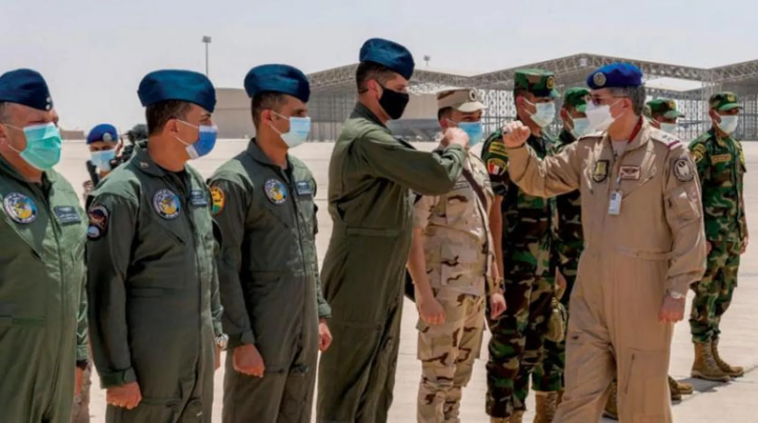Participants in the Tuwaiq 2 air exercise are welcomed at the Prince Sultan Air Base in Al-Kharj. (Saudi Ministry of Defense)