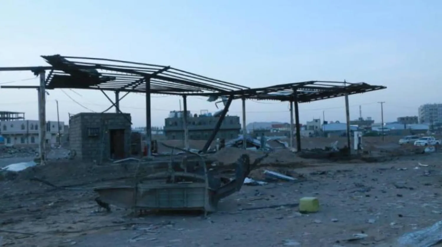 The gas station was hit in the Rawdha neighborhood in the central city of Marib. SABA