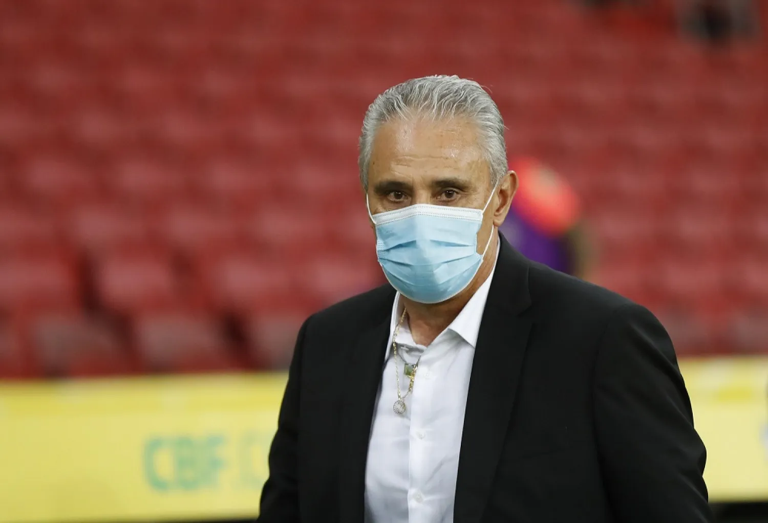Brazil's coach Tite looks on prior a qualifying match against Ecuador for the FIFA World Cup Qatar 2022 at Beira-Rio stadium in Porto Alegre, Brazil, June 4, 2021. (AP)