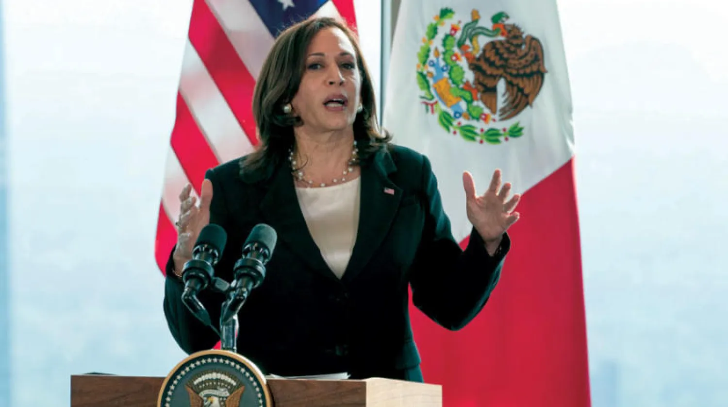 تصريحات كمالا هاريس حول الهجرة عدت عينة مما تعده لمستقبلها السياسي الواعد في السنوات المقبلة (أ.ب)