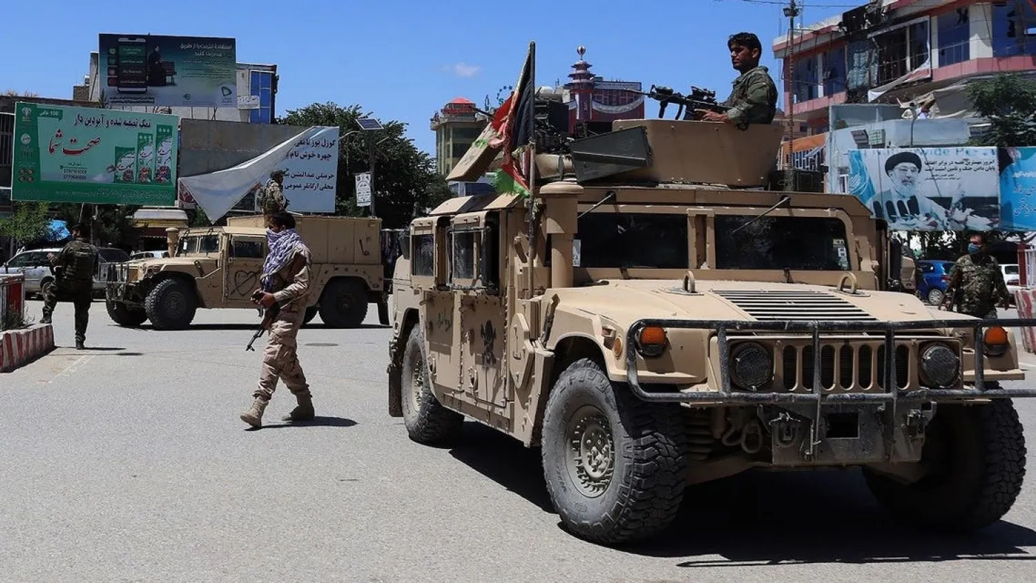 Afghan security forces sit in a Humvee vehicle amid ongoing fighting between Taliban militants and Afghan security forces in Kunduz on May 19, 2020. (File photo: AFP)
