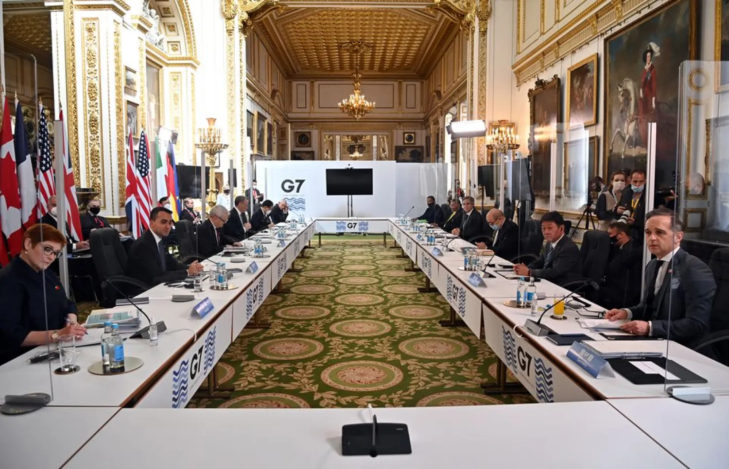 FILE: Attendees take part in G7 foreign ministers meeting in London, Britain May 5, 2021. Ben Stansall/Pool via REUTERS

