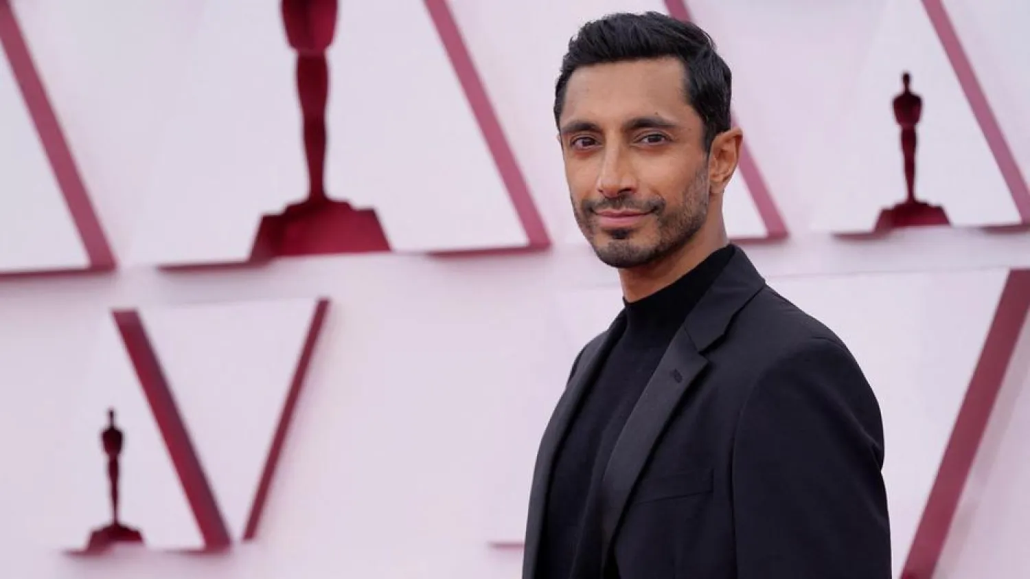 Riz Ahmed arrives at the 2021 Oscars ceremony in Los Angeles. (AFP)