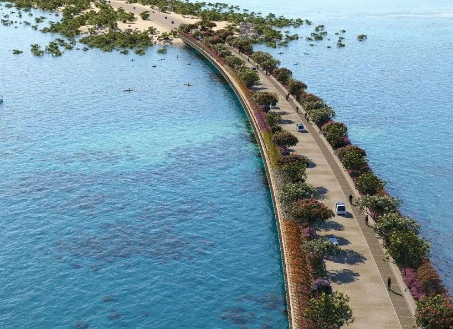 The bridge will stretch a total of 1.2km across the Red Sea, with two small 36-meter sections at each end of the crossing. (SPA)