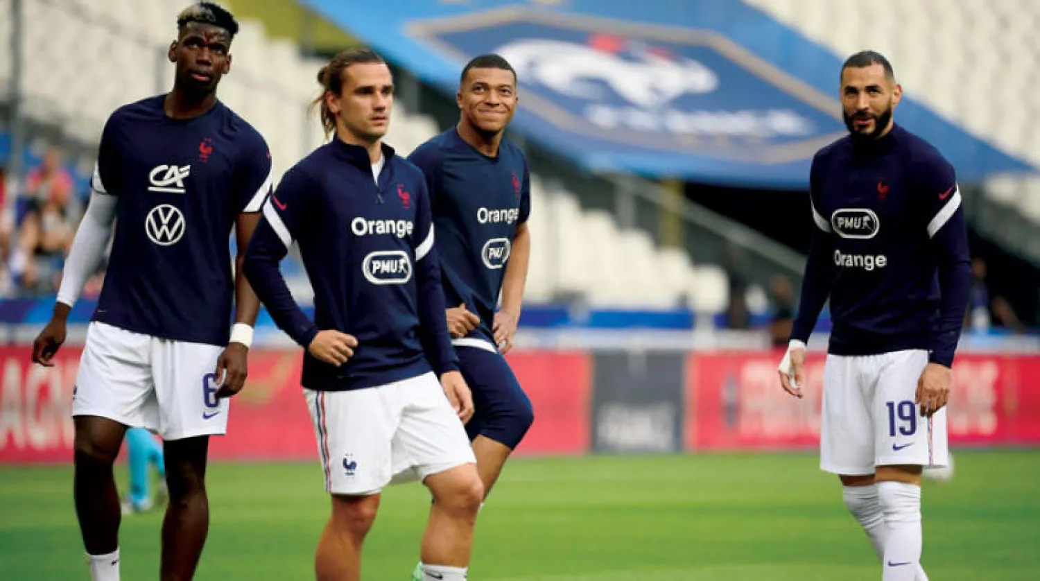 المنتخب الفرنسي مرشح بقوة لنيل اللقب في وجود بنزيمة ومبابي وغريزمان وبوغبا (أ.ف.ب)