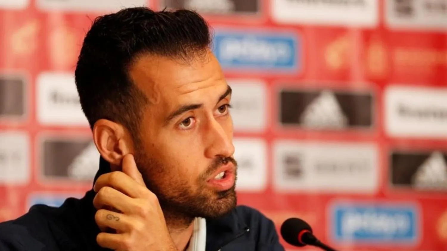 Spain's Sergio Busquets during a press conference. Reuters