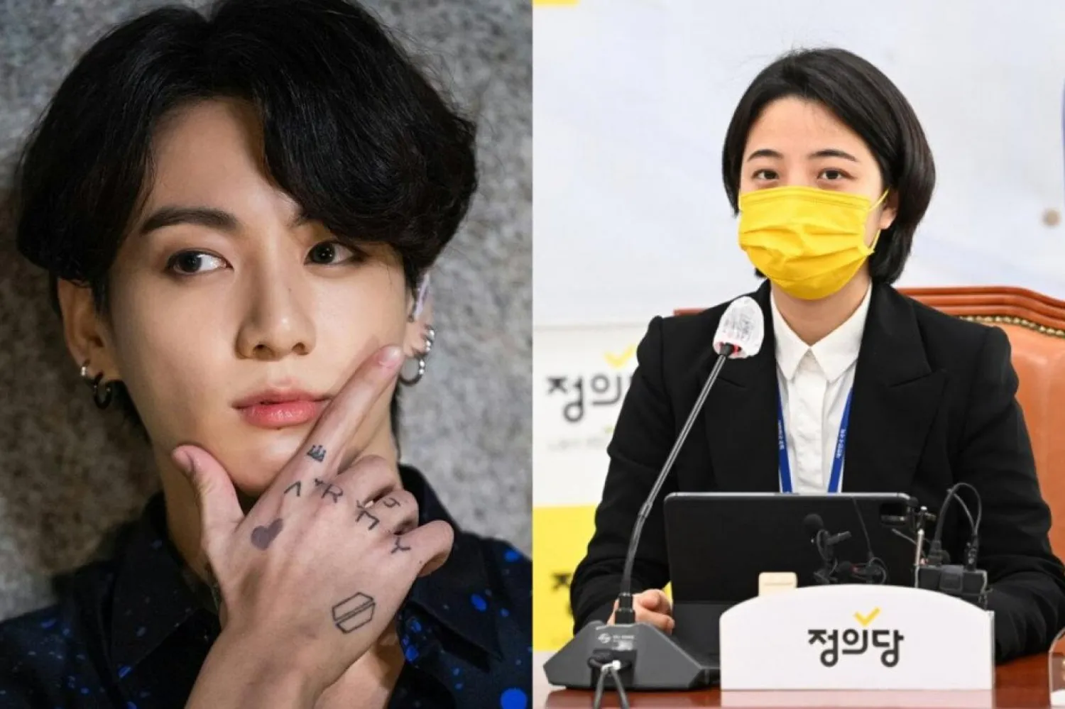 Meclis üyesinin örnek gösterdiği BTS'in en sevilen üyeleri arasında yer alan Jungkook birçok dövmeye sahip olmasıyla biliniyor (Instagram/ryuhojeong92)