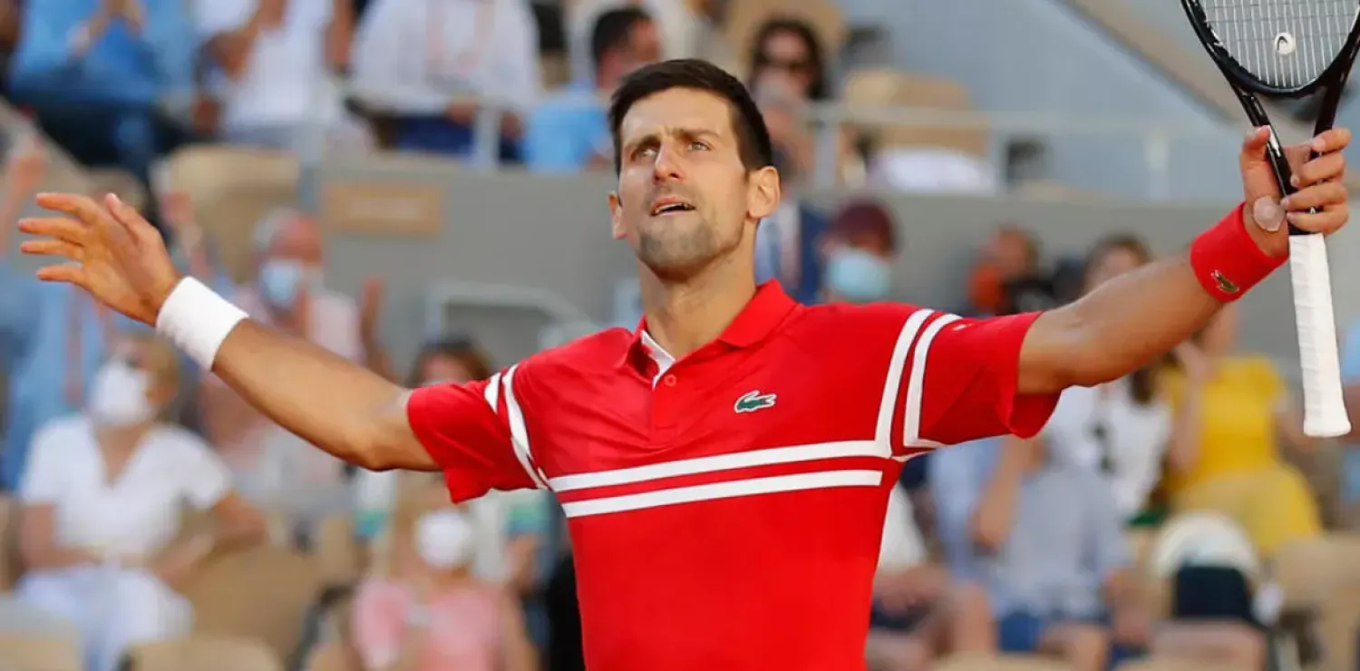 Serbia's Novak Djokovic reacts during his victory in the French Open men's final against Greece's Stefanos Tsitsipas, June 13, 2021. Gonzalo Fuentes / Reuters