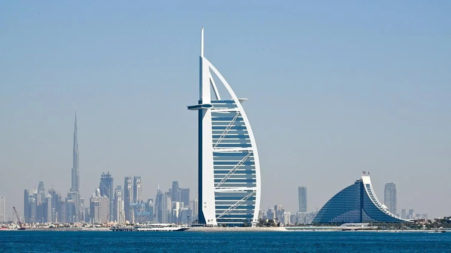 The skyline of Dubai with Burj Al Arab (R) and Burj Khalifa (L), the world’s tallest building. (AFP file photo)