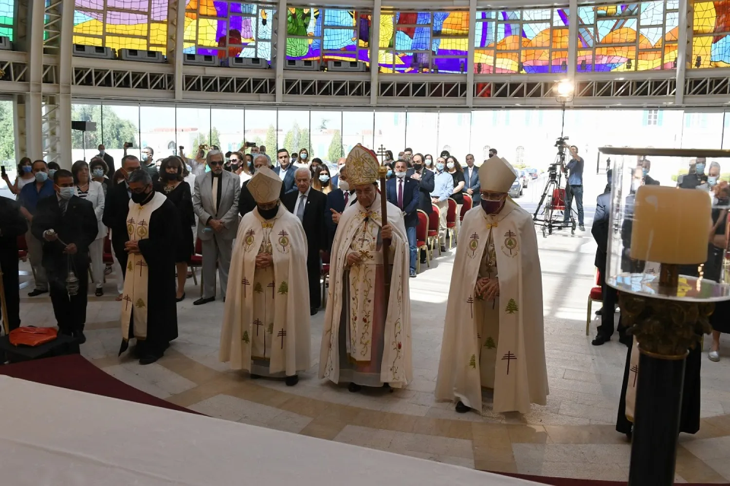 Al-Rai during Sunday Mass at Bkirki. (NNA)