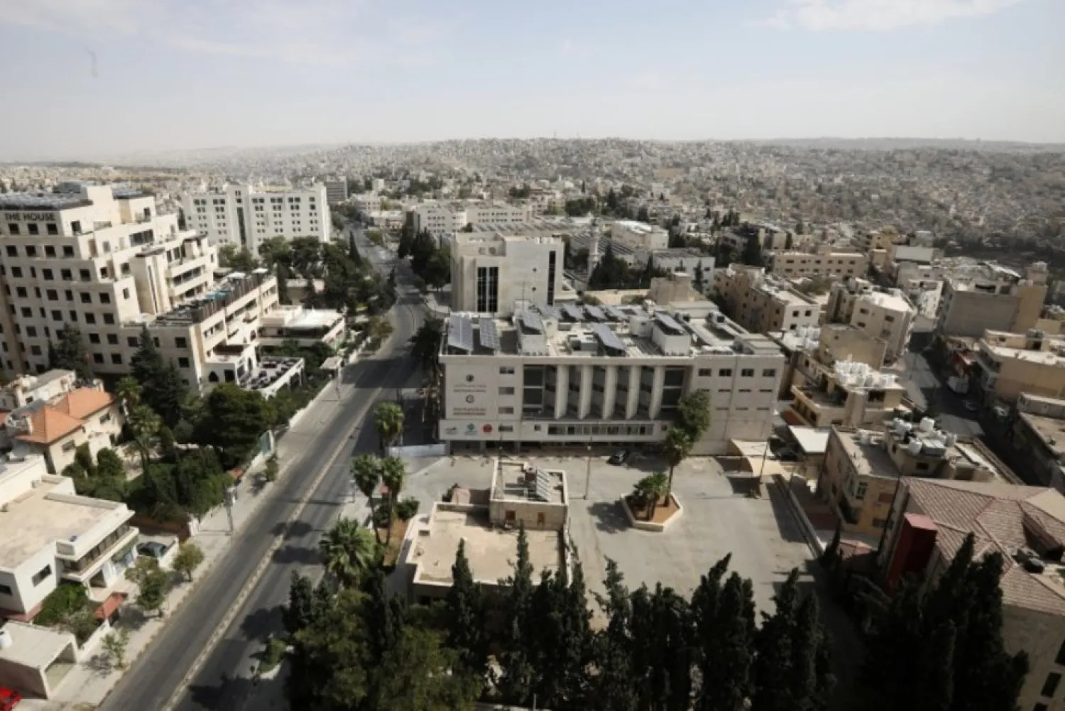 General view showing empty streets, during the nationwide curfew for two days, amid fears of a rising number of coronavirus disease (COVID-19) cases in Amman, Jordan October 9, 2020. (Reuters)