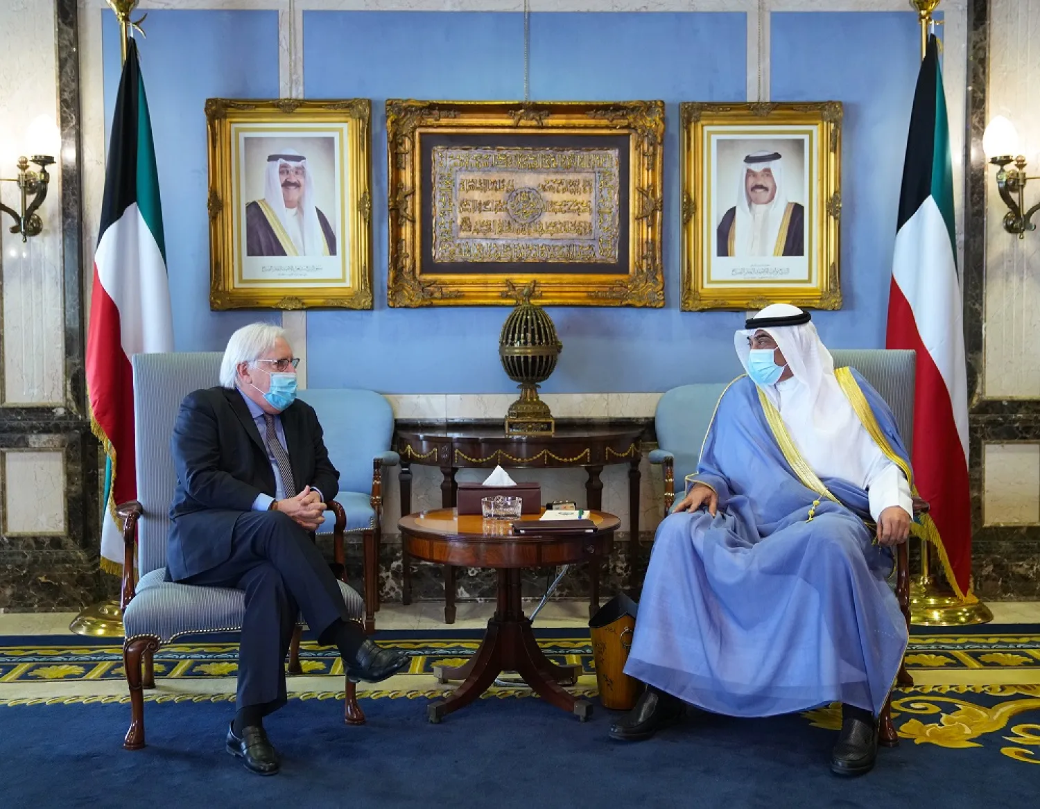 UN Special Envoy to Yemen Martin Griffiths holds talks with the prime minister of Kuwait. (KUNA)