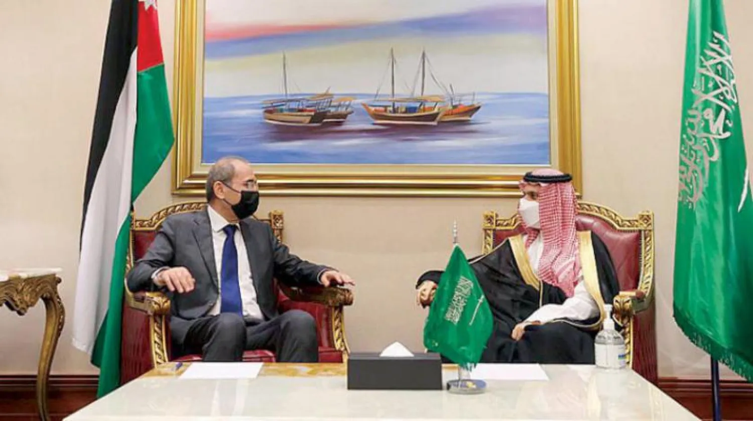 Saudi Foreign Minister Prince Faisal bin Farhan met Tuesday with Jordanian Deputy Prime Minister and Minister of Foreign Affairs and Expatriates Ayman Safadi (SPA)