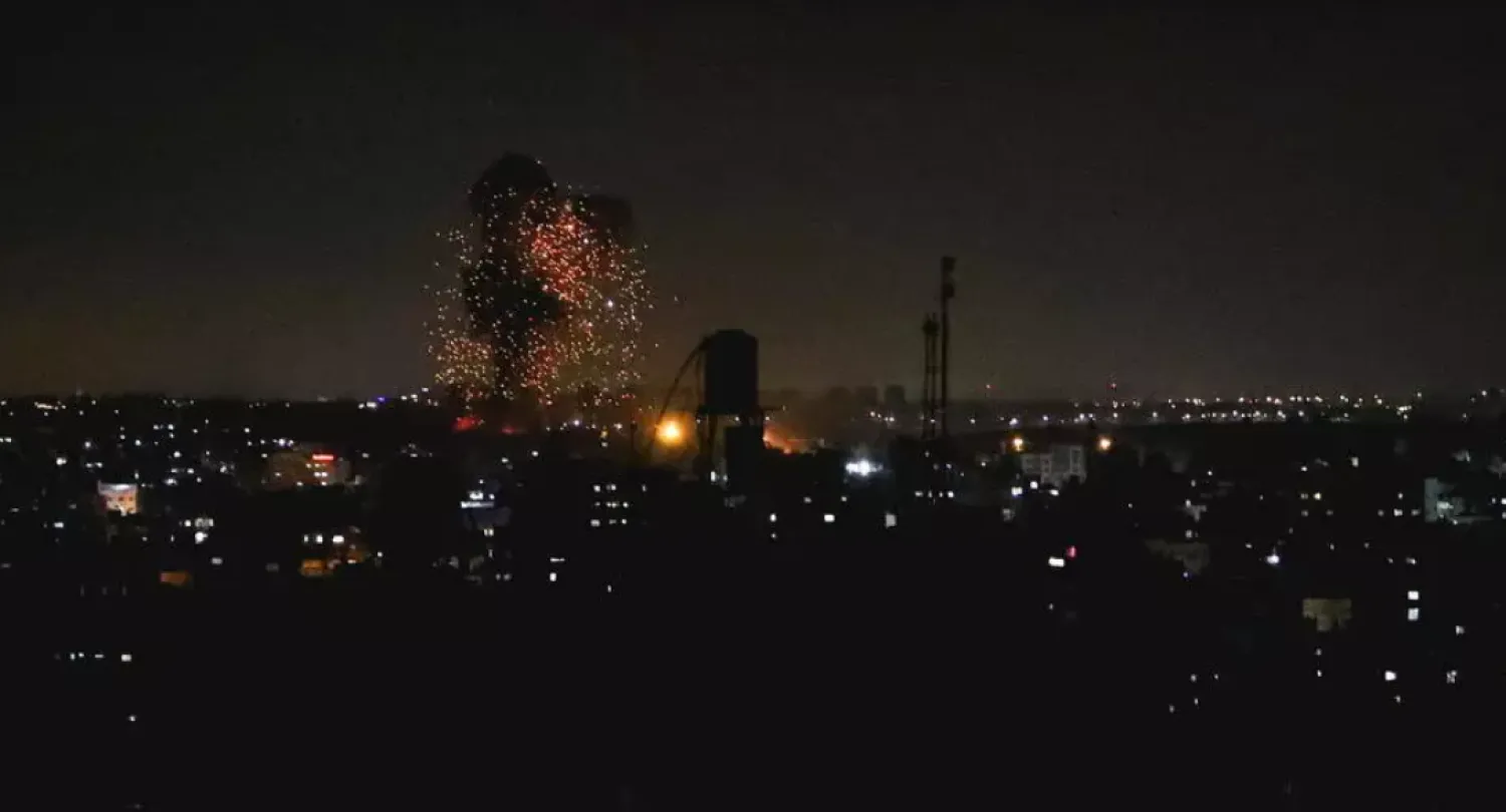 Smoke and flames are seen after an Israeli air strike in the northern Gaza Strip, June 17, 2021. Reuters