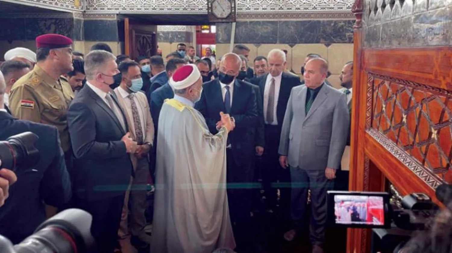 Iraqi President Barham Salih visiting the shrine of Imam Abu Hanifa al-Numan in Adhamiyah. Twitter