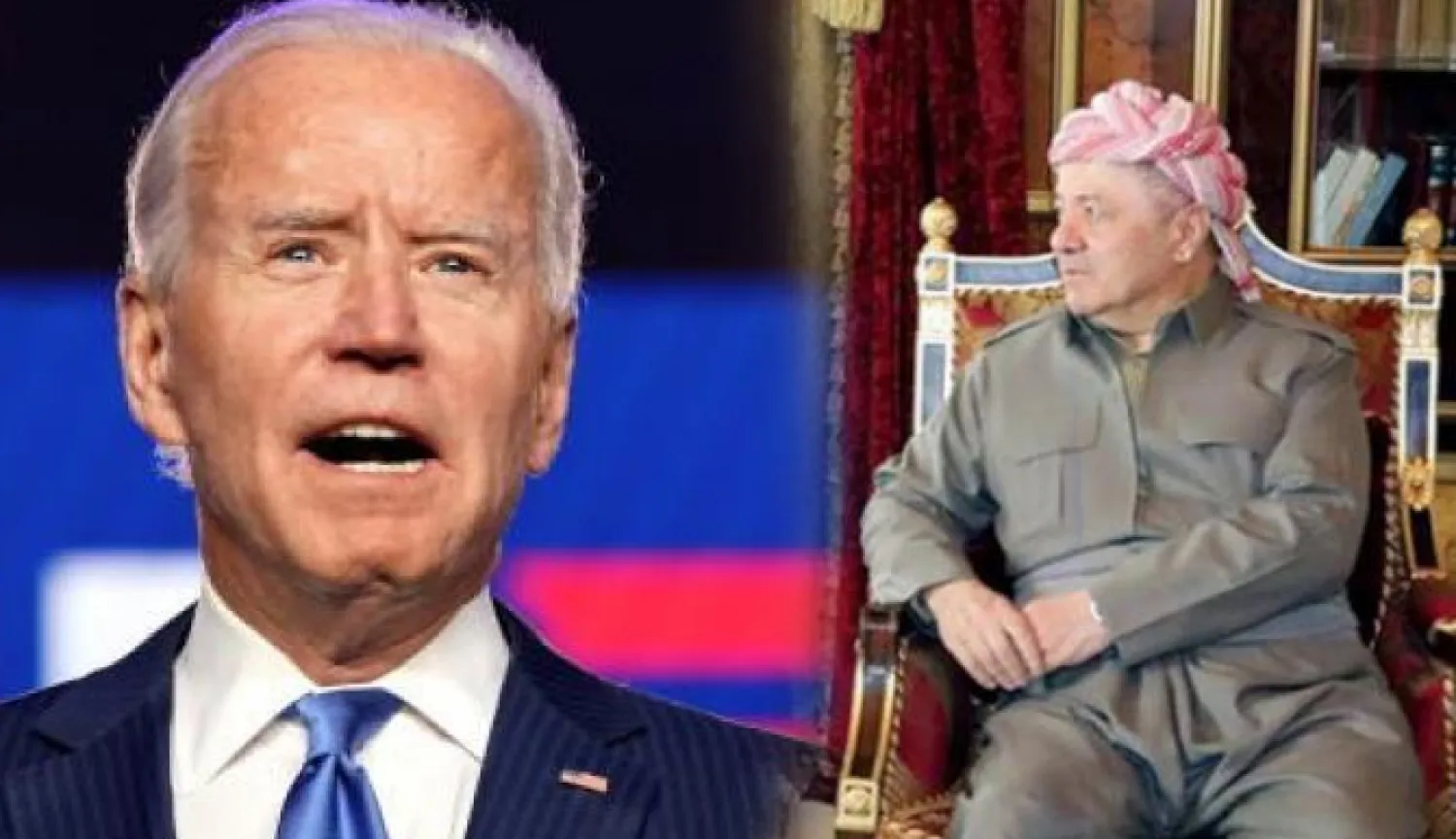 Mesut Barzani (Rudaw)  - Joe Biden (Reuters)
