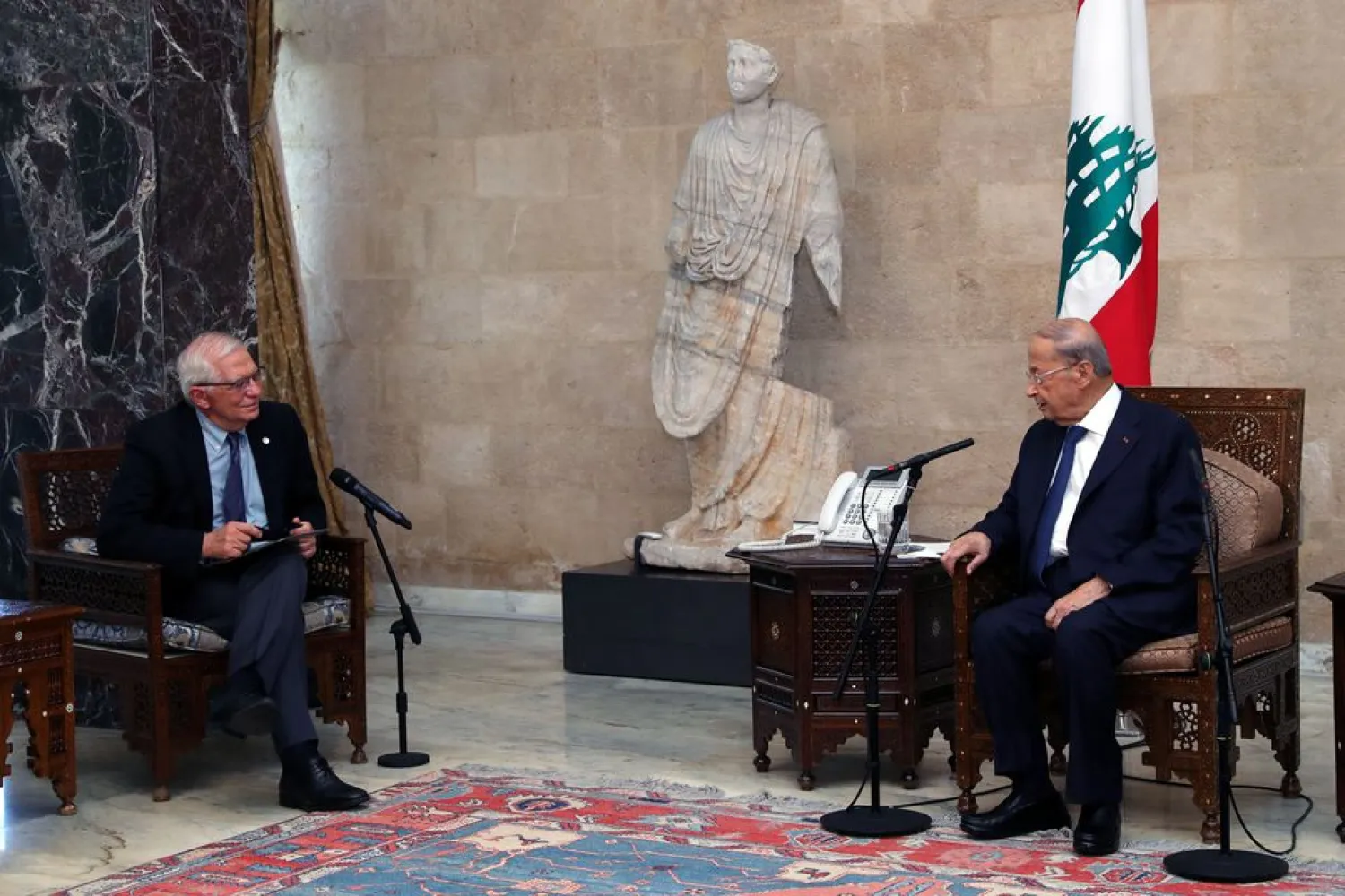 European Union foreign policy chief Josep Borrell meets with Lebanon's President Michel Aoun at the presidential palace in Baabda, Lebanon June 19, 2021. Dalati Nohra/Handout via REUTERS