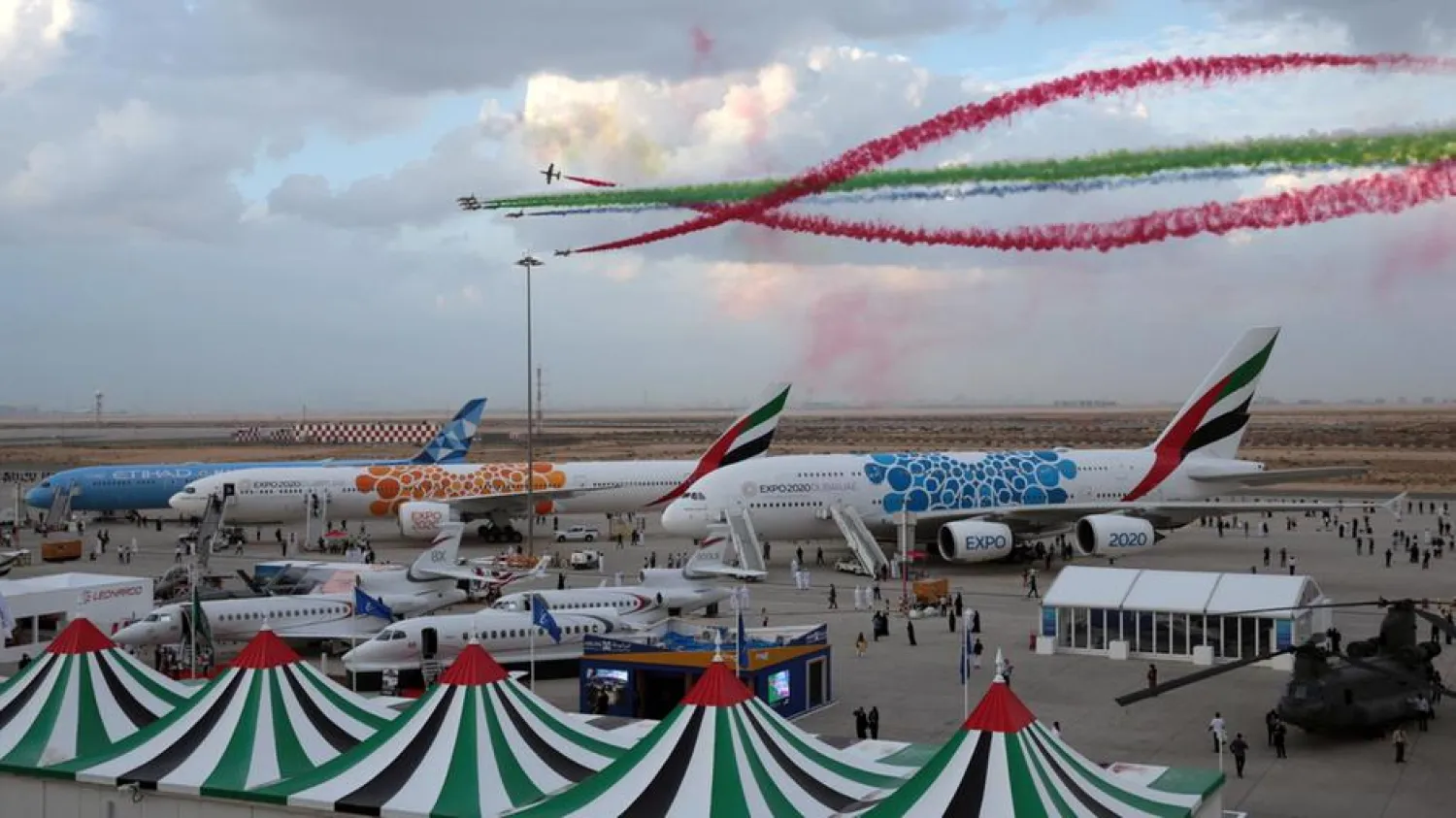 The Dubai Airshow will be held under capacity restrictions in November due to the coronavirus pandemic, its organizer said. (Reuters file photo)