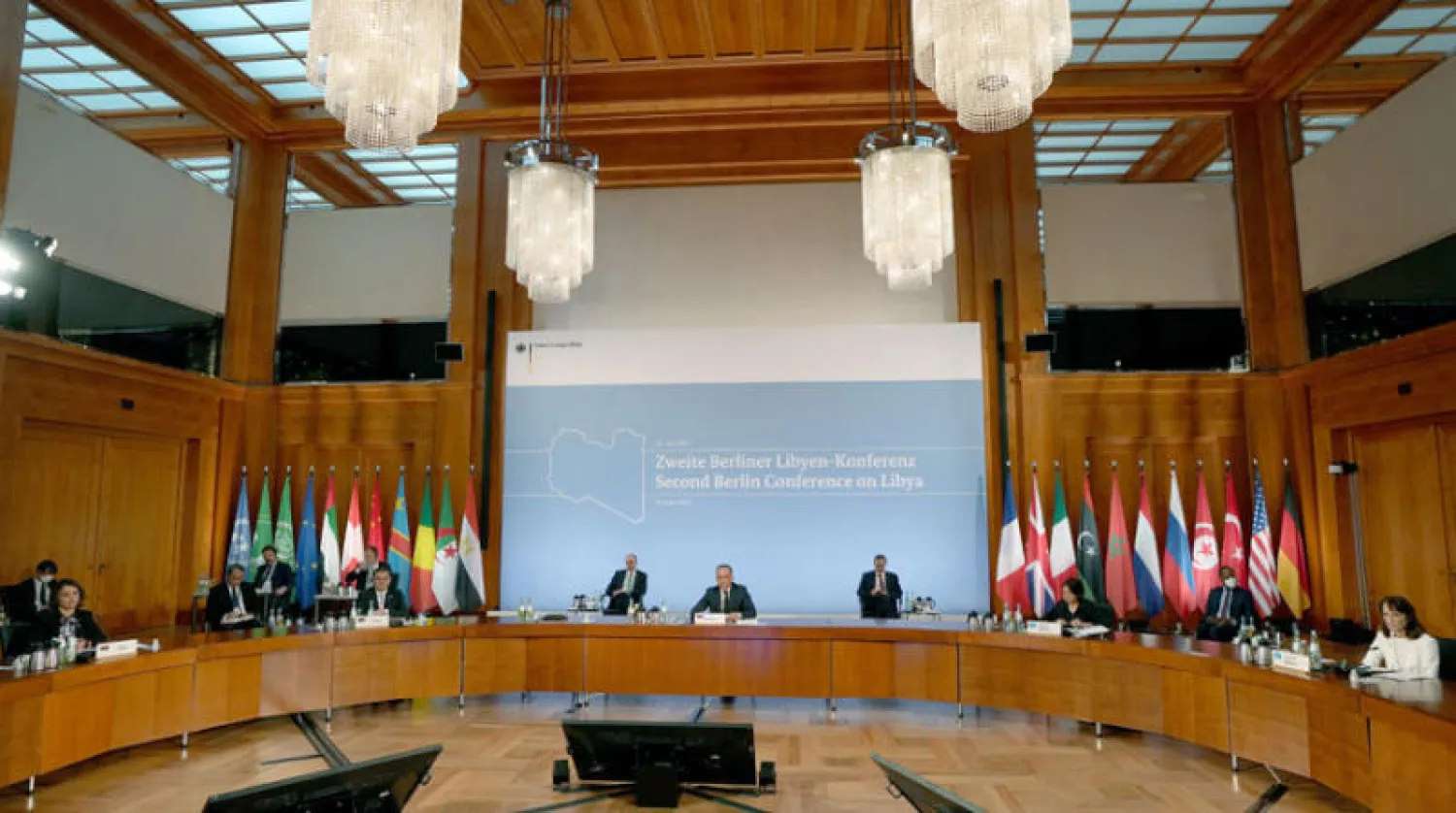 جانب من نقاشات مؤتمر «برلين 2» الذي احتضنته العاصمة الألمانية أمس (أ.ب)