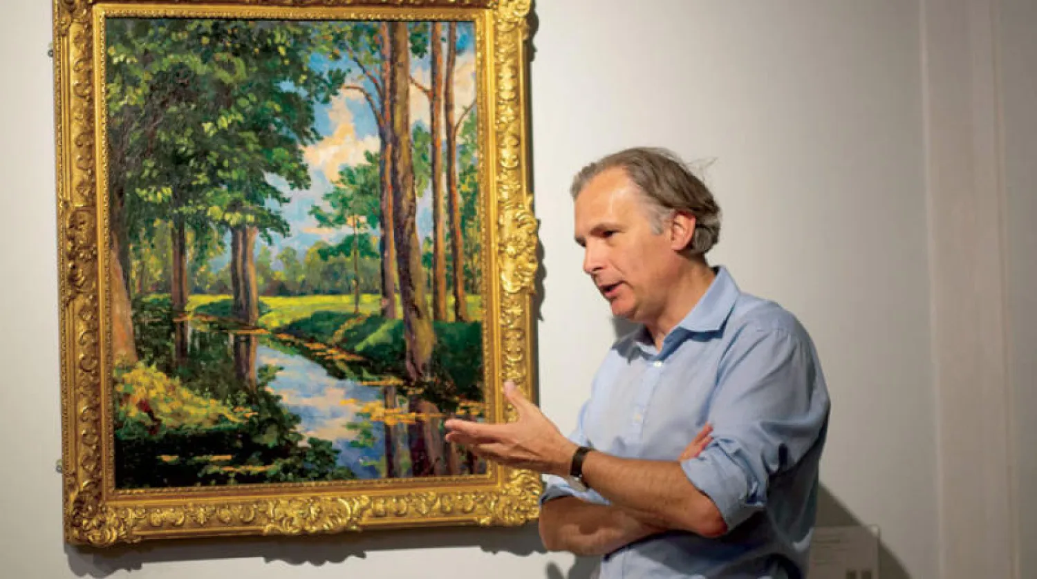 عرض لوحة تشرشل في مزاد بنيويورك (أ.ف.ب)