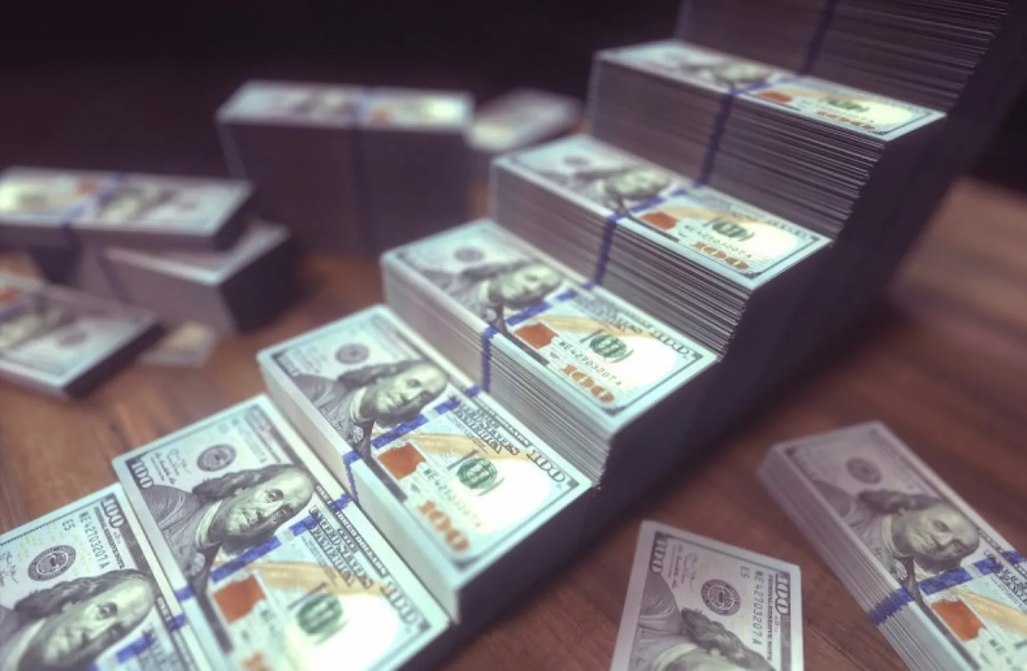 Stacks of 100 US dollar banknotes. Photo: AFP/illustration