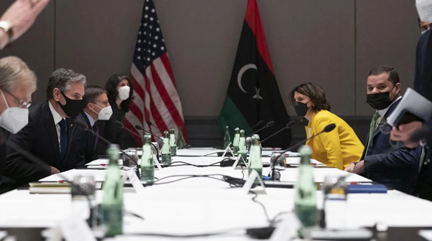 ABD Dışişleri Bakanı Antony Blinken ile Libya Ulusal Birlik Hükümeti Başbakanı Abdulhamid Dibeybe Almanya'da bir araya geldi (AFP)