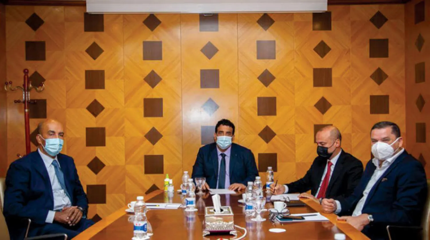 اجتماع للمجلس الرئاسي بقيادة محمد المنفي وحضور رئيس الحكومة عبد الحميد الدبيبة (المكتب الإعلامي للمجلس الرئاسي) 