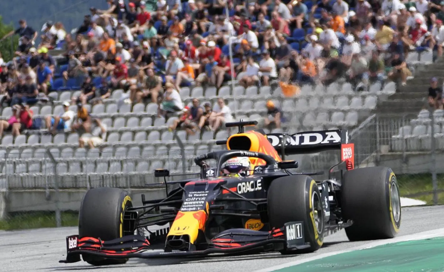 Red Bull driver Max Verstappen of the Netherlands steers his car during the Styrian Formula One Grand Prix at the Red Bull Ring racetrack in Spielberg, Austria, Sunday, June 27, 2021. (AP Photo/Darko Vojinovic)