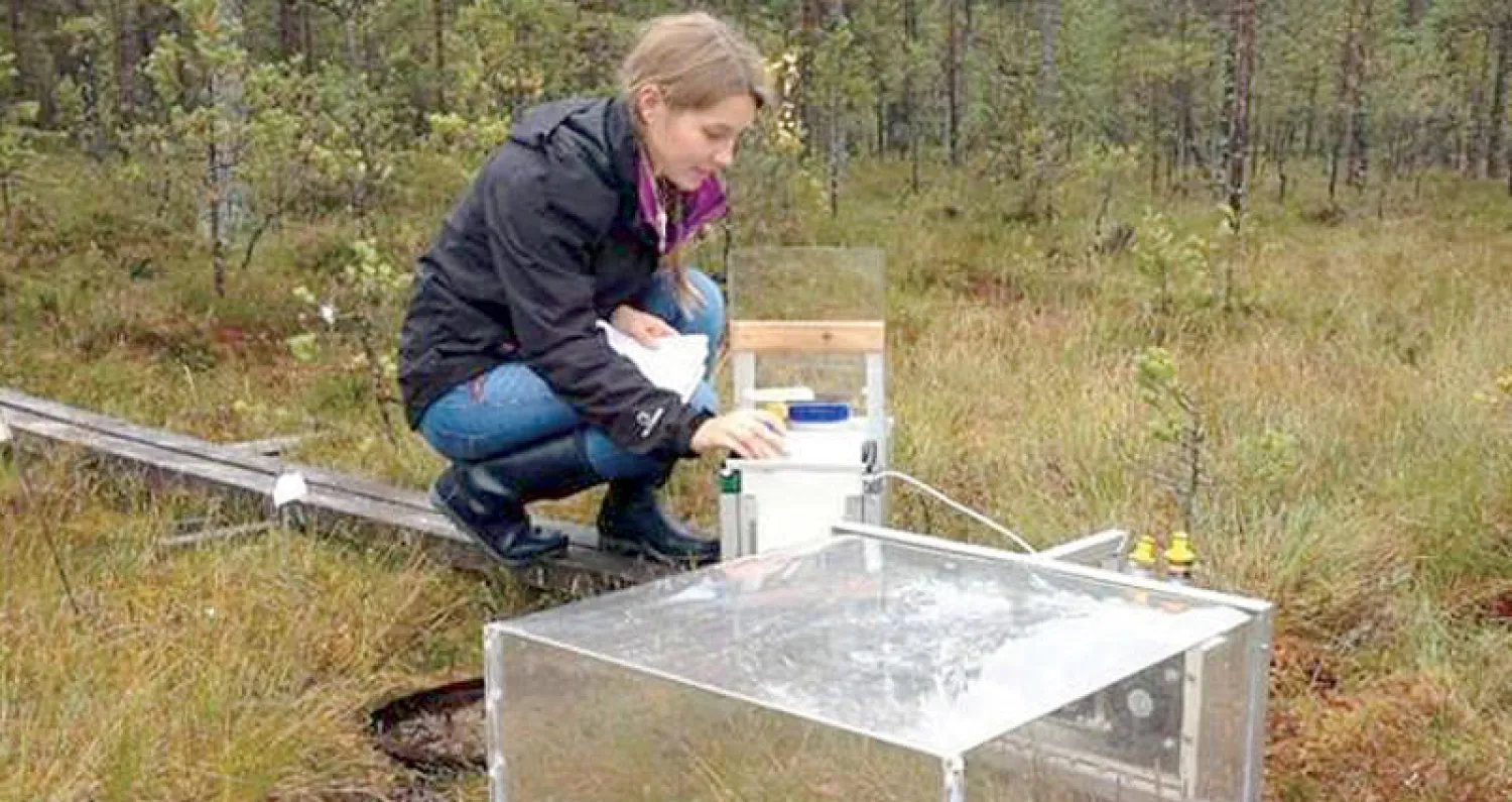 باحثة تتابع التجربة التي أجريت خلال الدراسة البريطانية