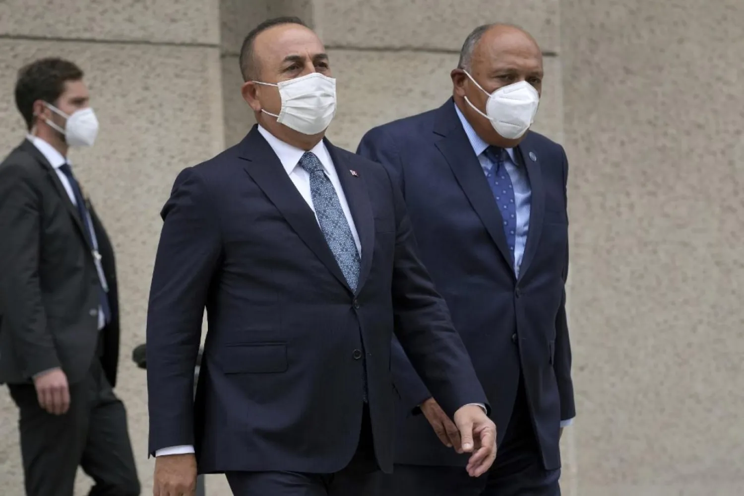 Berlin Konferansı'na katılan Mısır ve Türkiye dışişleri bakanları (AFP)