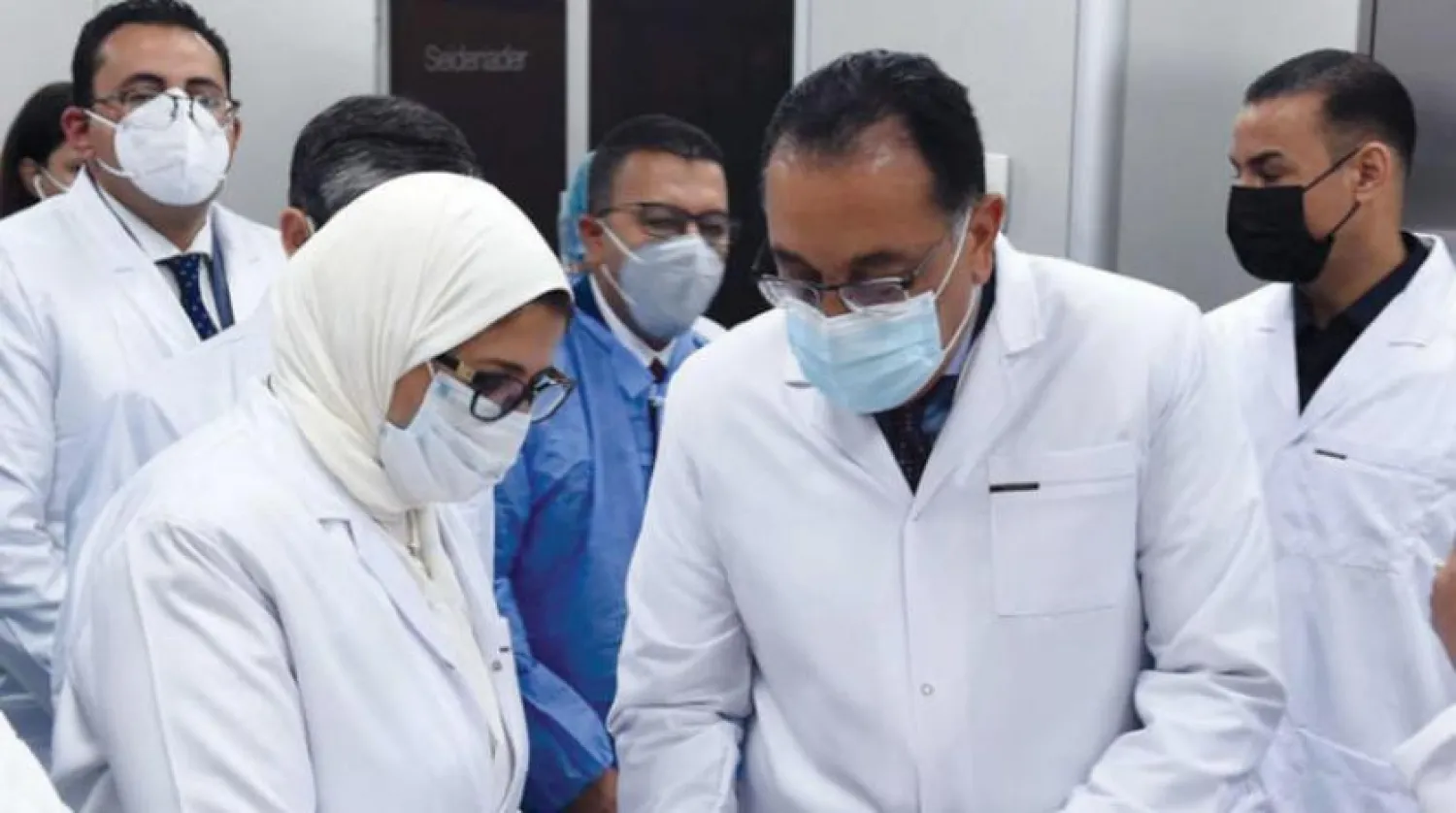  Egypt’s Prime Minster Mostafa Madbouly attends the production of the first one million doses of the locally manufactured COVID-19 vaccine (Egyptian Government)