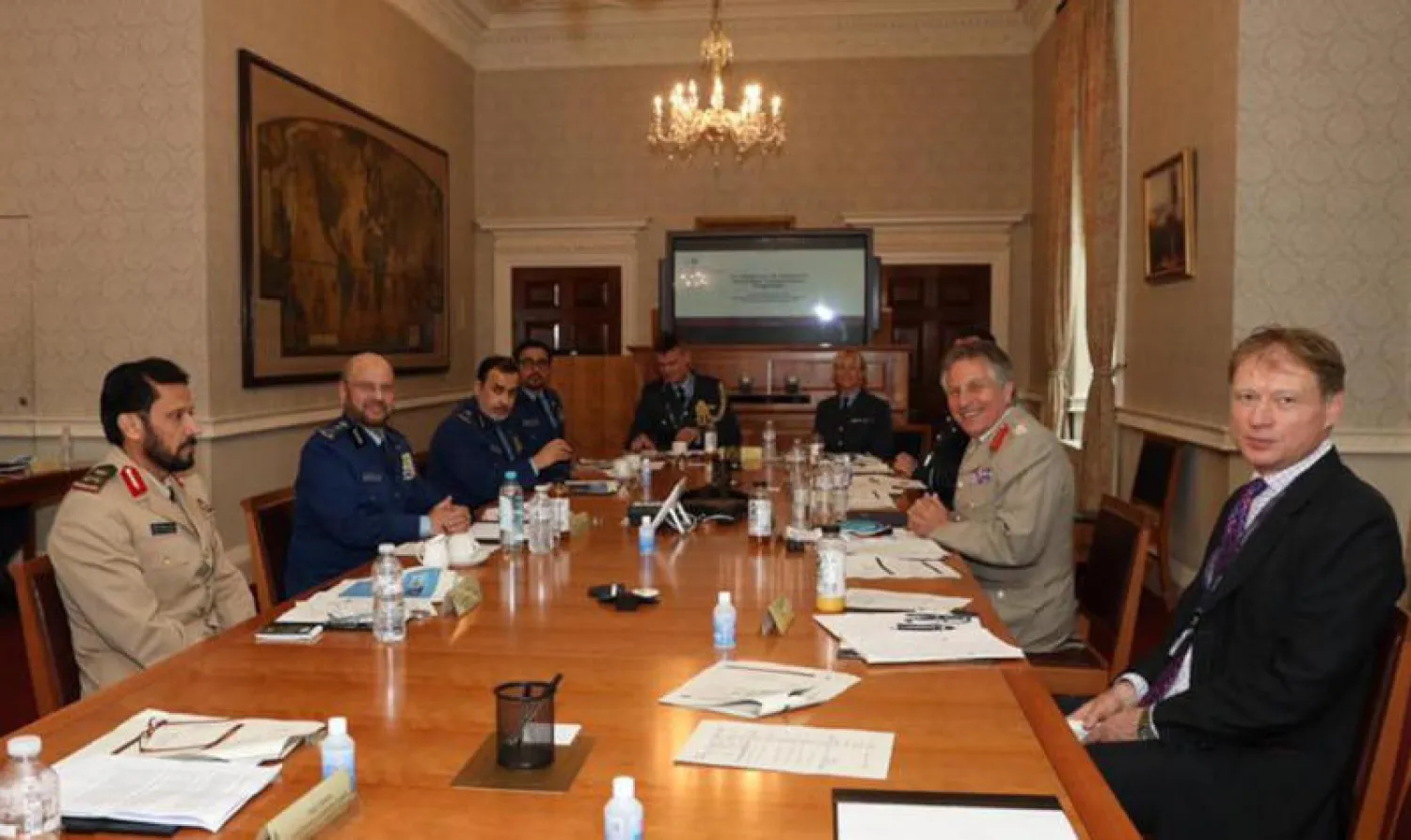 جانب من الاجتماع الأول للجنة التعاون العسكري الثنائية (الموقع الإلكتروني لوزارة الدفاع السعودية)