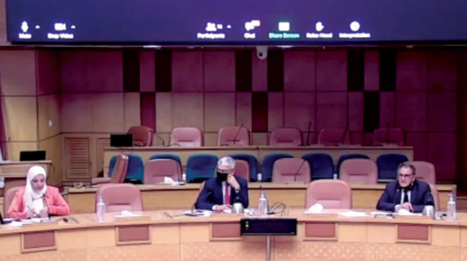 جانب من المؤتمر الصحافي أمس (الشرق الأوسط)