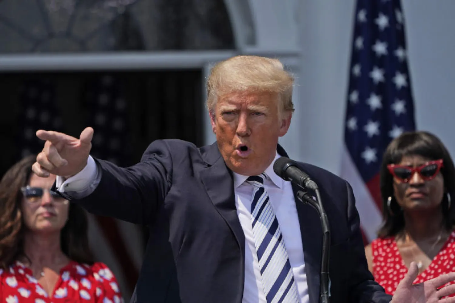 الرئيس الأميركي دونالد ترمب يلقي خطاباً (أ.ب)